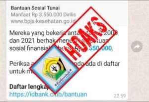 HOAX, Beredar Informasi BPJS Kesehatan Beri Bantuan Rp3.550.000
