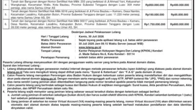 Kali Kedua Bulan Juli, Sejumlah Aset Pailit Mantan Bupati Buton Umar Samiun Kembali Dilelang